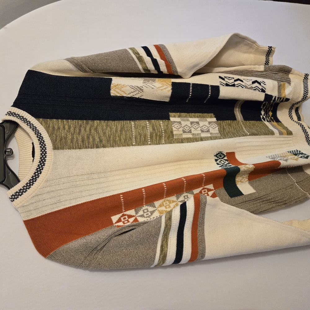Vintage Patchwork Knit Sweater - image 1